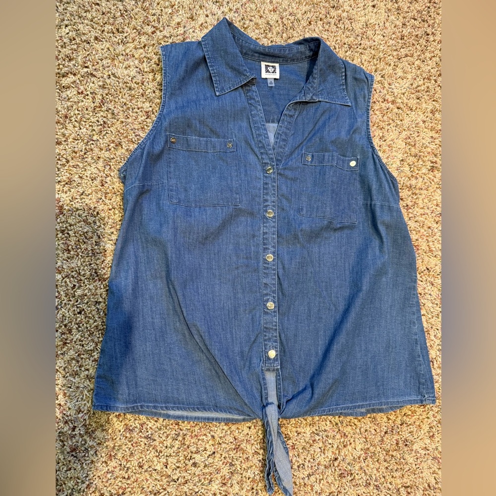 Anne Klein Sleeveless Denim Shirt